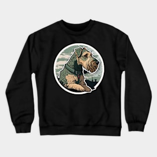 Airedale Terrier Camouflage Motif Crewneck Sweatshirt